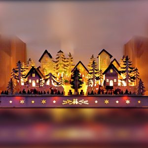Weihnachtsdorf beleuchtet mit Spieluhr